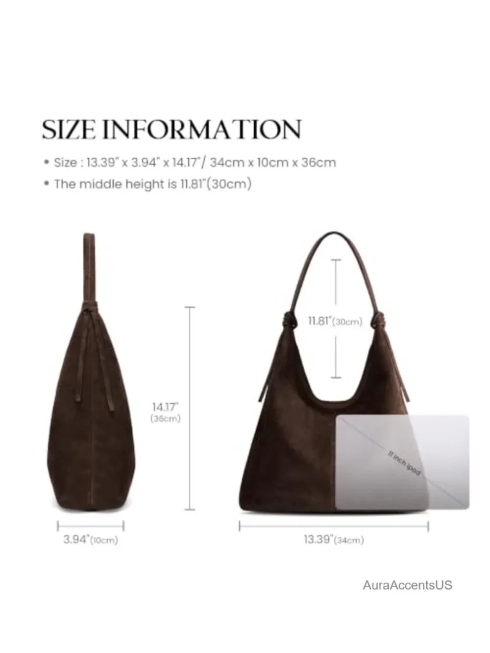 Genuine Leather Slouchy Hobo Purse Women Tassel Magnetic Closure Lightweight